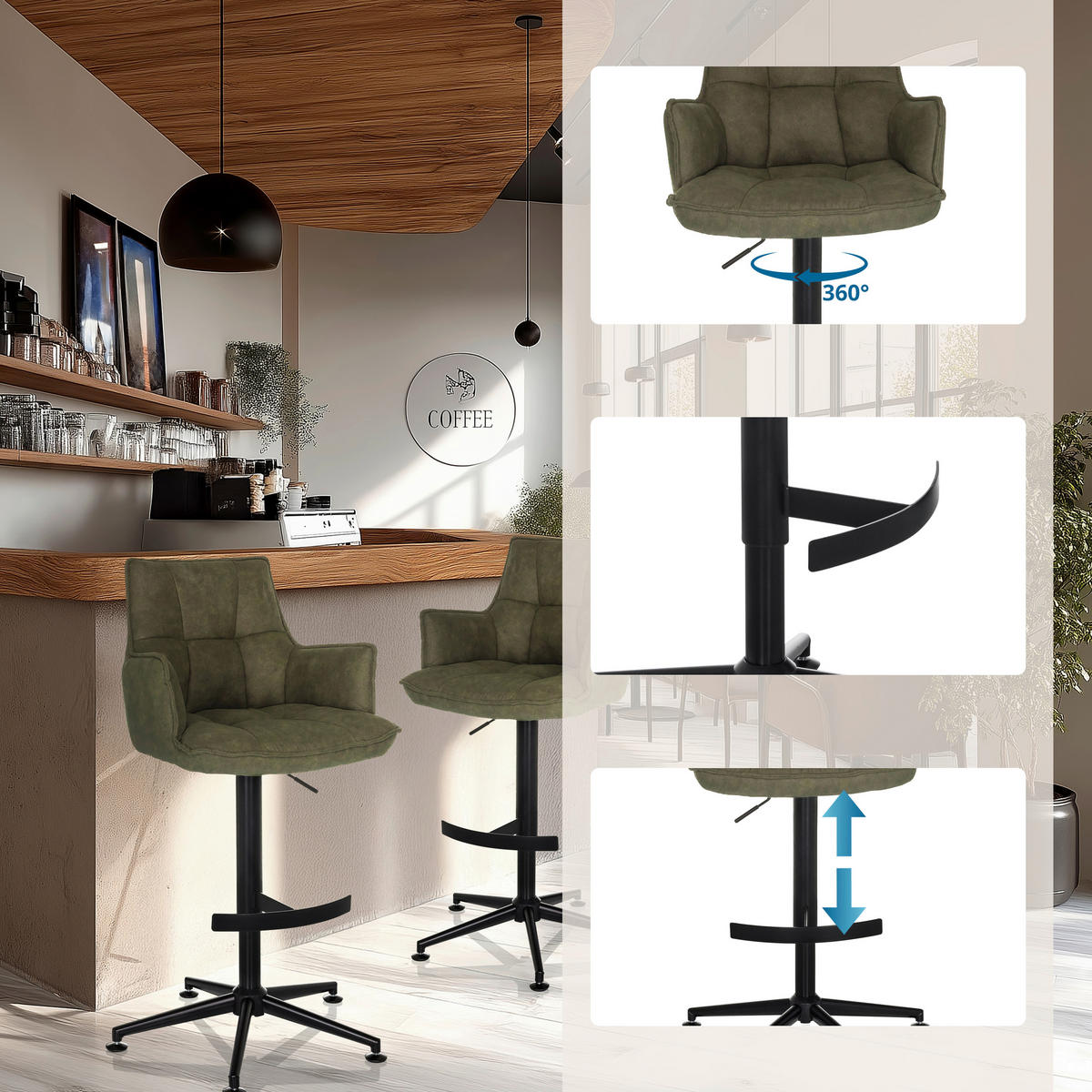 BARPALL i grön  - grön/svart, Modern, metall/textil (55/93/56cm) - MID.YOU