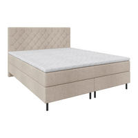 BOXSPRINGBETT 200/200 cm,  in Beige, Matratze, Topper, H2 + H2 = mittel  - Beige/Schwarz, KONVENTIONELL, Textil/Metall (200/200cm) - Chameo