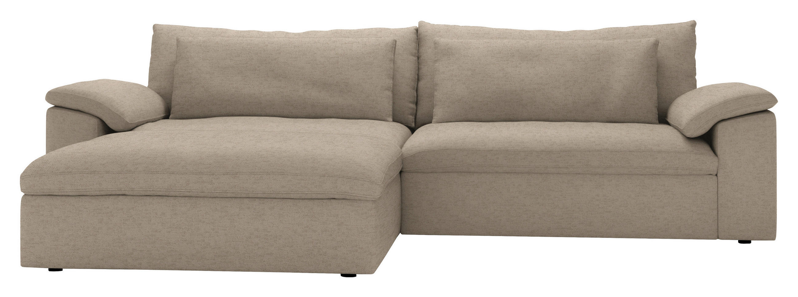 ECKSOFA Flachgewebe Naturfarben  - Schwarz/Naturfarben, Modern, Kunststoff/Textil (198/306cm) - Carryhome