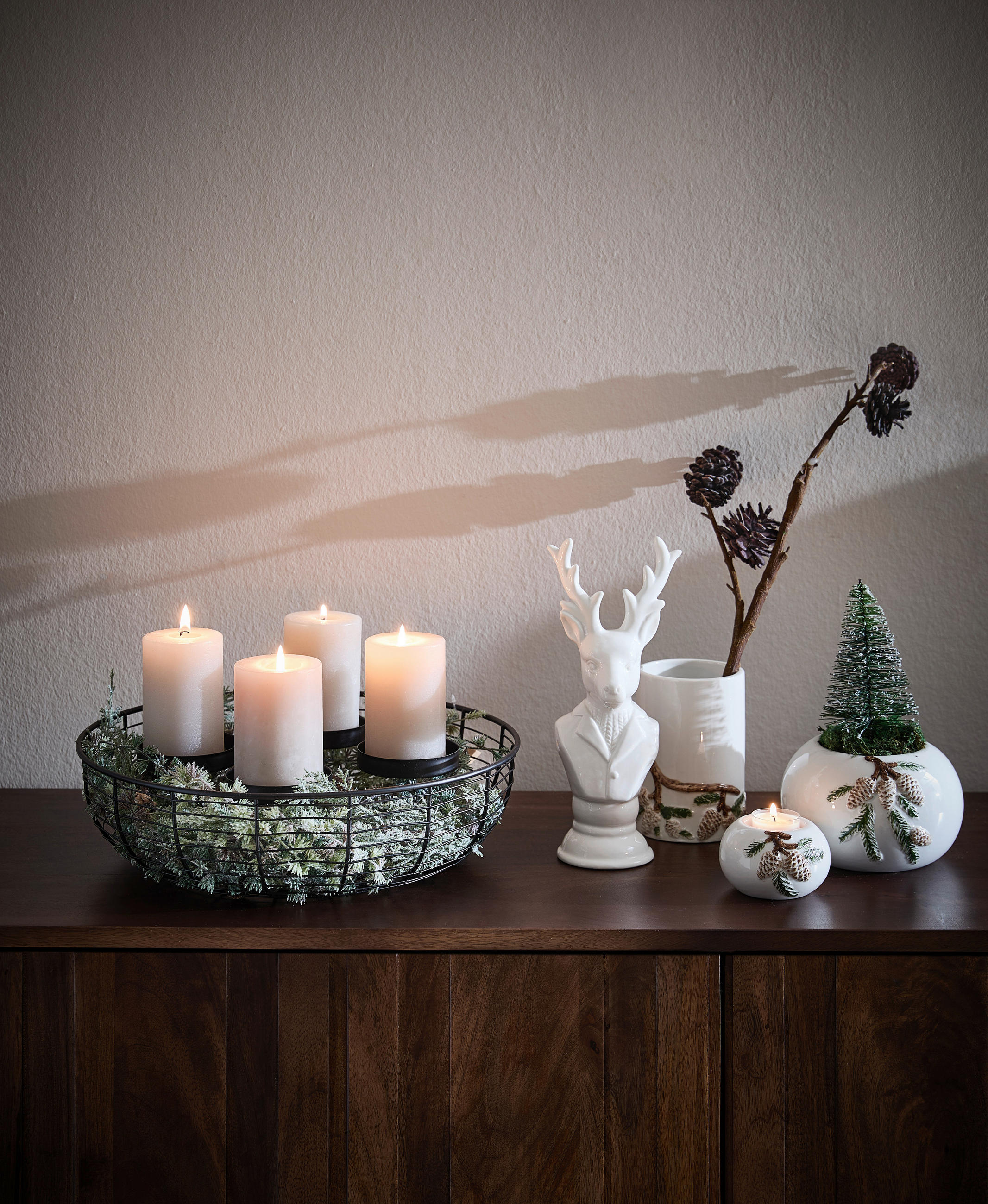 Thumbnail - X-Mas Blumentopf, Weiß, Keramik, Uni, halbrund, 8.5 cm, Dekoration, Blumen & Zubehör, Übertöpfe