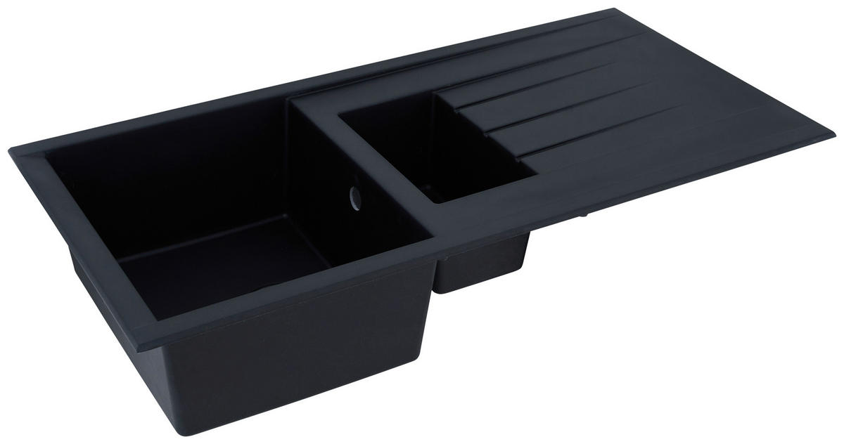 SPÜLE 1712HOUSTON100X50S  - Schwarz, Trend, Glas/Kunststoff (100/21/50cm) - Respekta