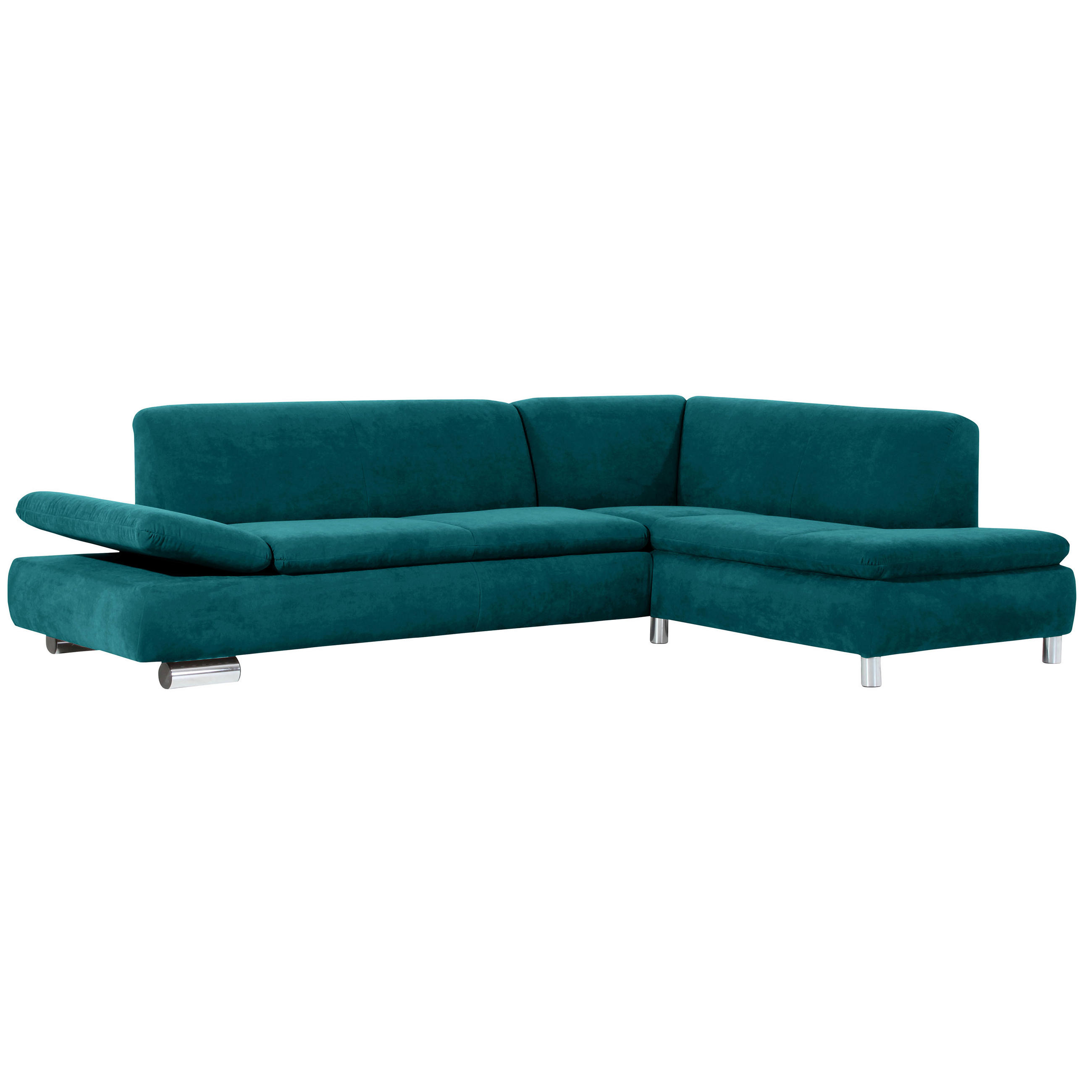 ECKSOFA Petrol Velours - Petrol, Design, Textil/Metall (270/190cm) - Max Winzer