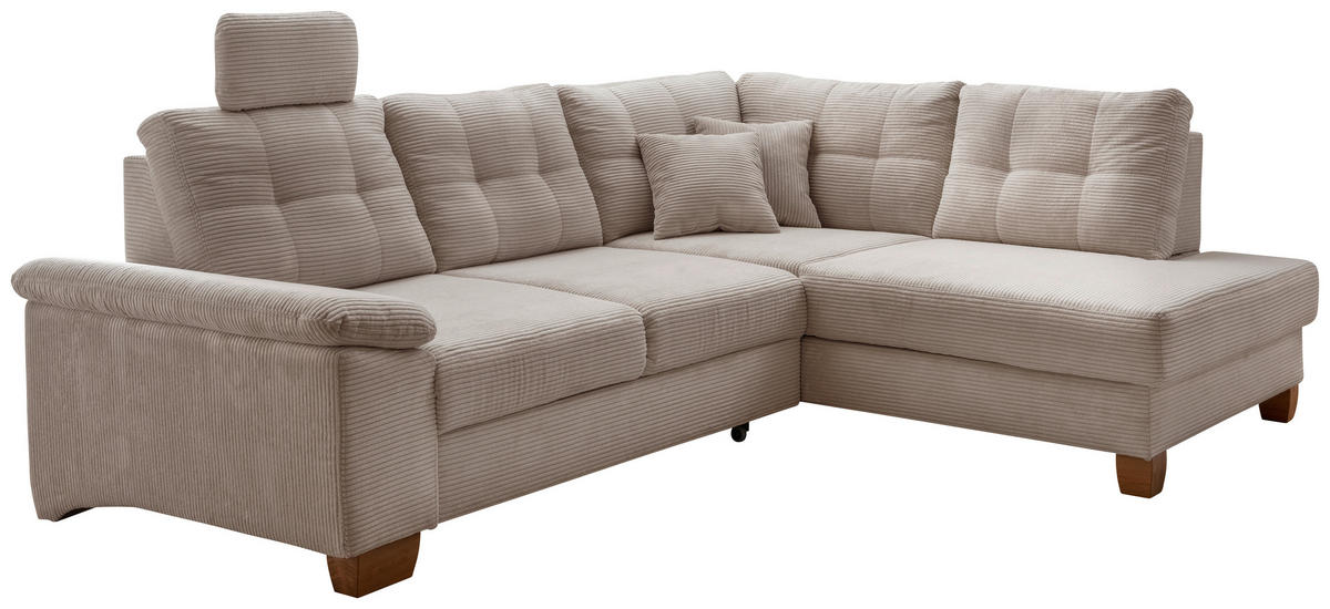 ECKSOFA in Cord Beige  - Beige/Naturfarben, Modern, Holz/Textil (274/206cm) - Livetastic