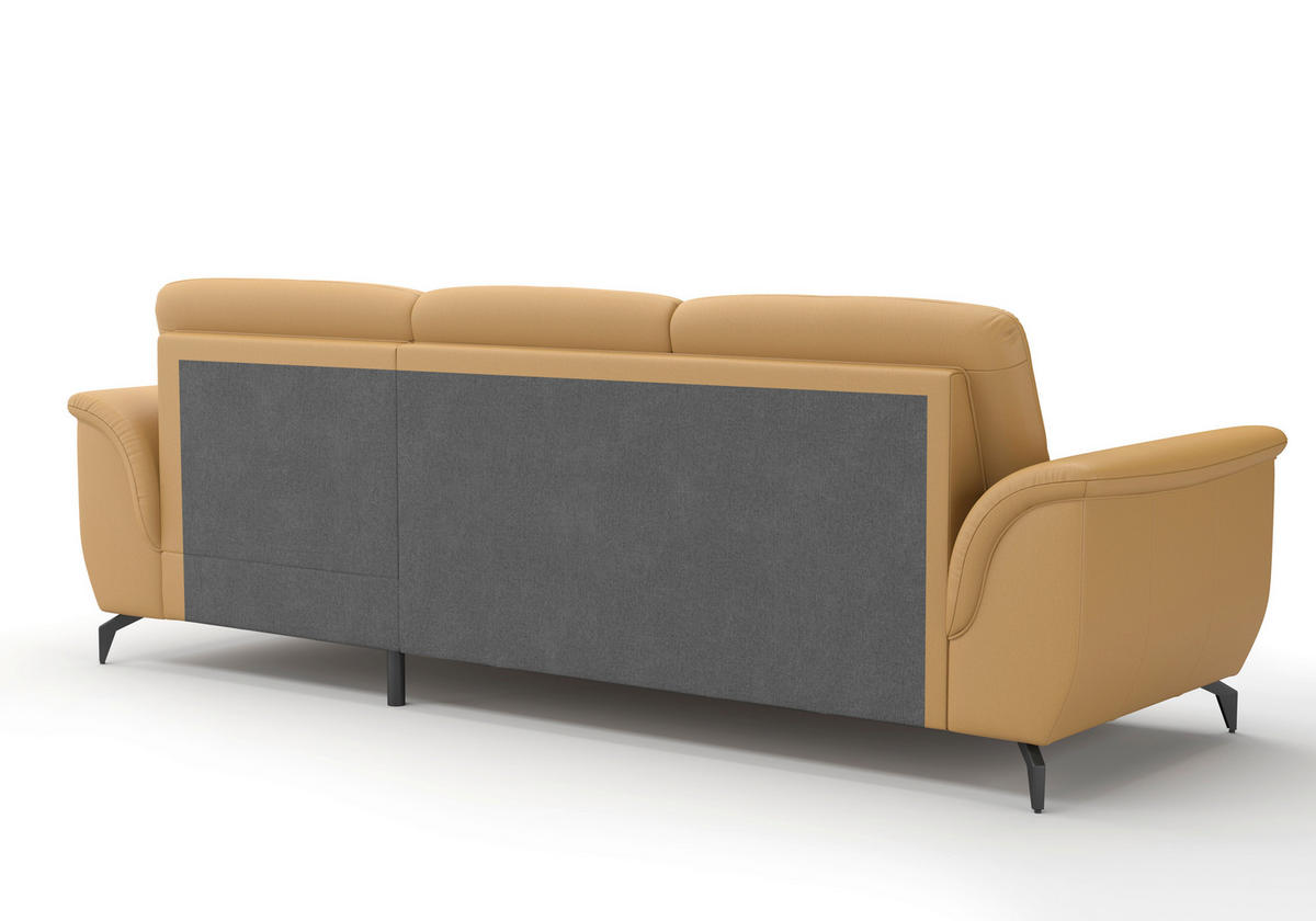 ECKSOFA in Vliesstoff Kombination Echtleder/Stoff Currygelb  - Currygelb/Schwarz, Modern, Leder/Textil (262/164cm) - Sit & More