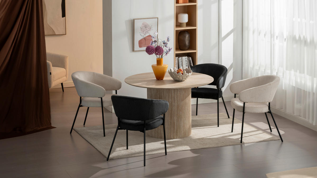 ARMLEHNSTUHL  in Eisen Cord  - Beige/Schwarz, LIFESTYLE, Holz/Textil (60/81/60cm) - Livetastic