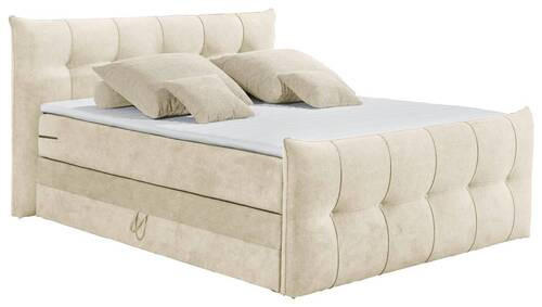BOXSPRINGBETT 180/200 cm  in Creme  - Creme/Schwarz, KONVENTIONELL, Kunststoff/Textil (180/200cm) - Esposa