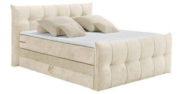 BOXSPRINGBETT 180/200 cm  in Creme  - Creme/Schwarz, KONVENTIONELL, Kunststoff/Textil (180/200cm) - Esposa