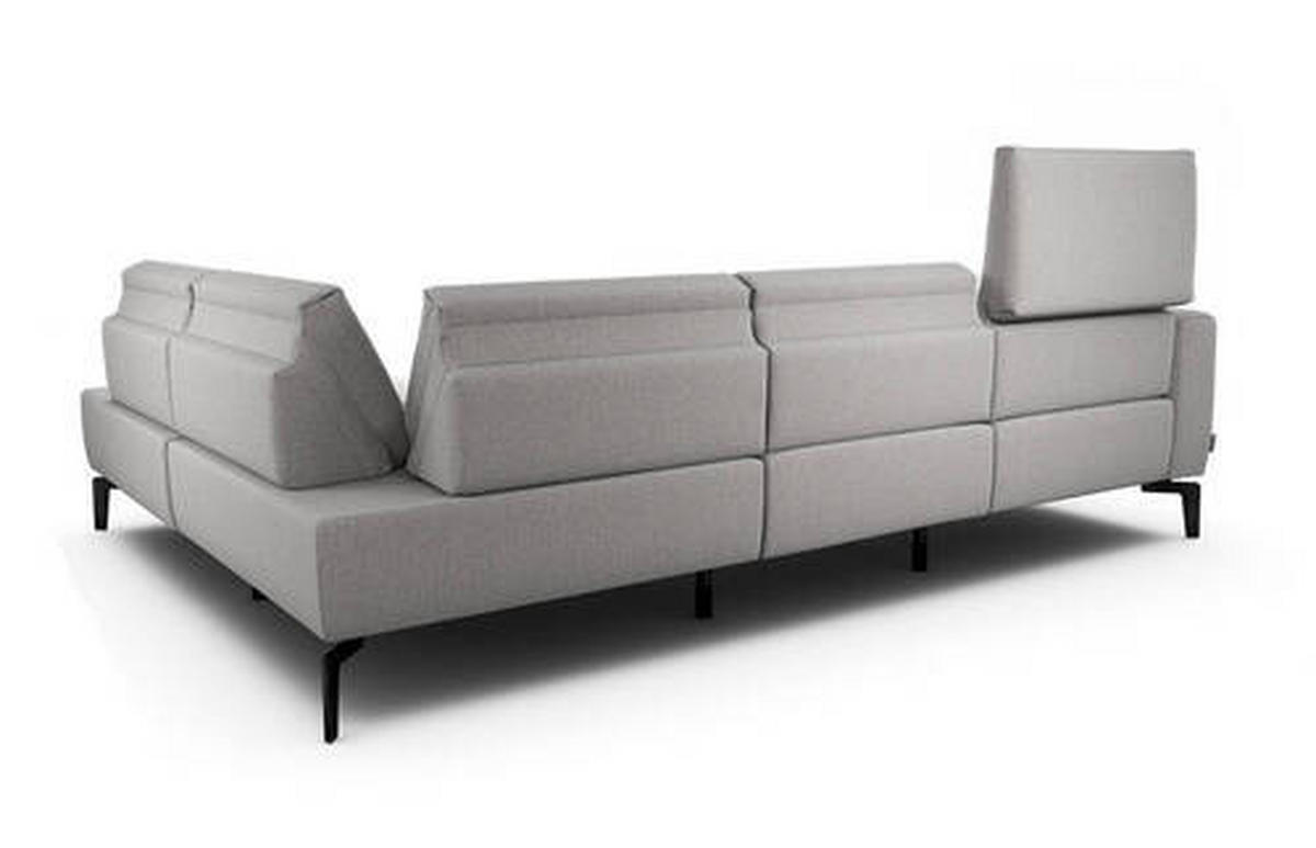 ECKSOFA in Samt Hellgrau  256/193 cm  - Hellgrau/Schwarz, Design, Textil/Metall (256/193cm) - SENSOO