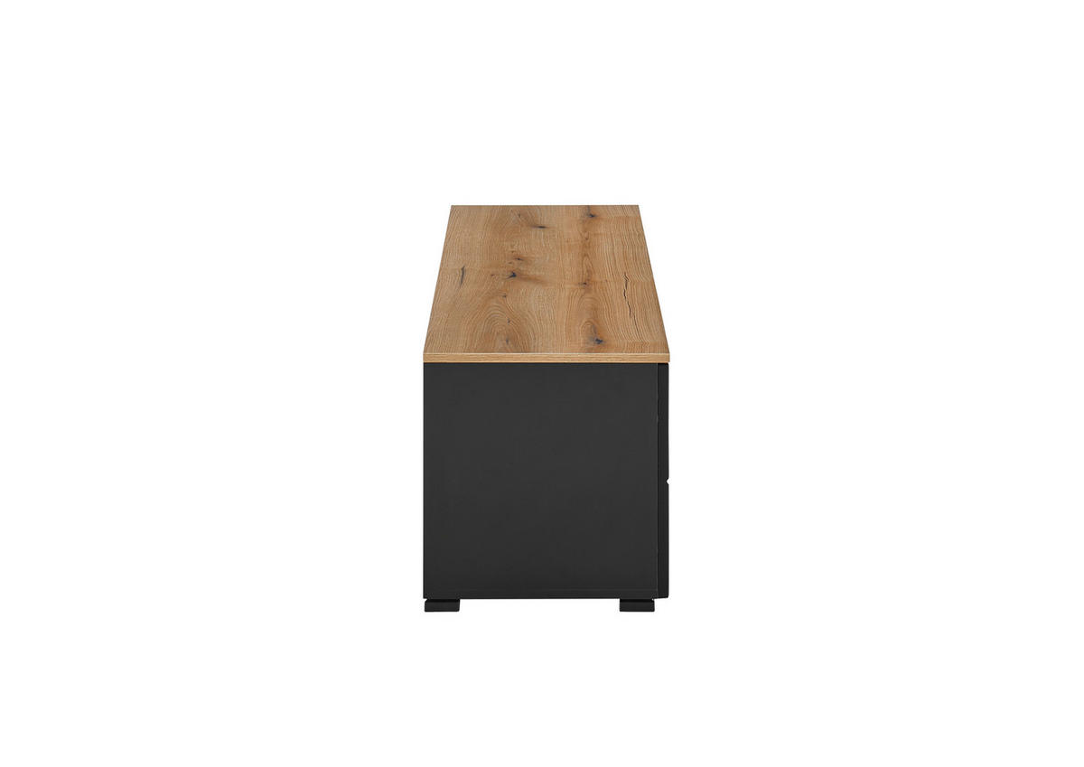 NÍZKA KOMODA, čierna, farba duba, 165/42/40 cm - čierna/farba duba, Design, kompozitné drevo/plast (165/42/40cm) - home24