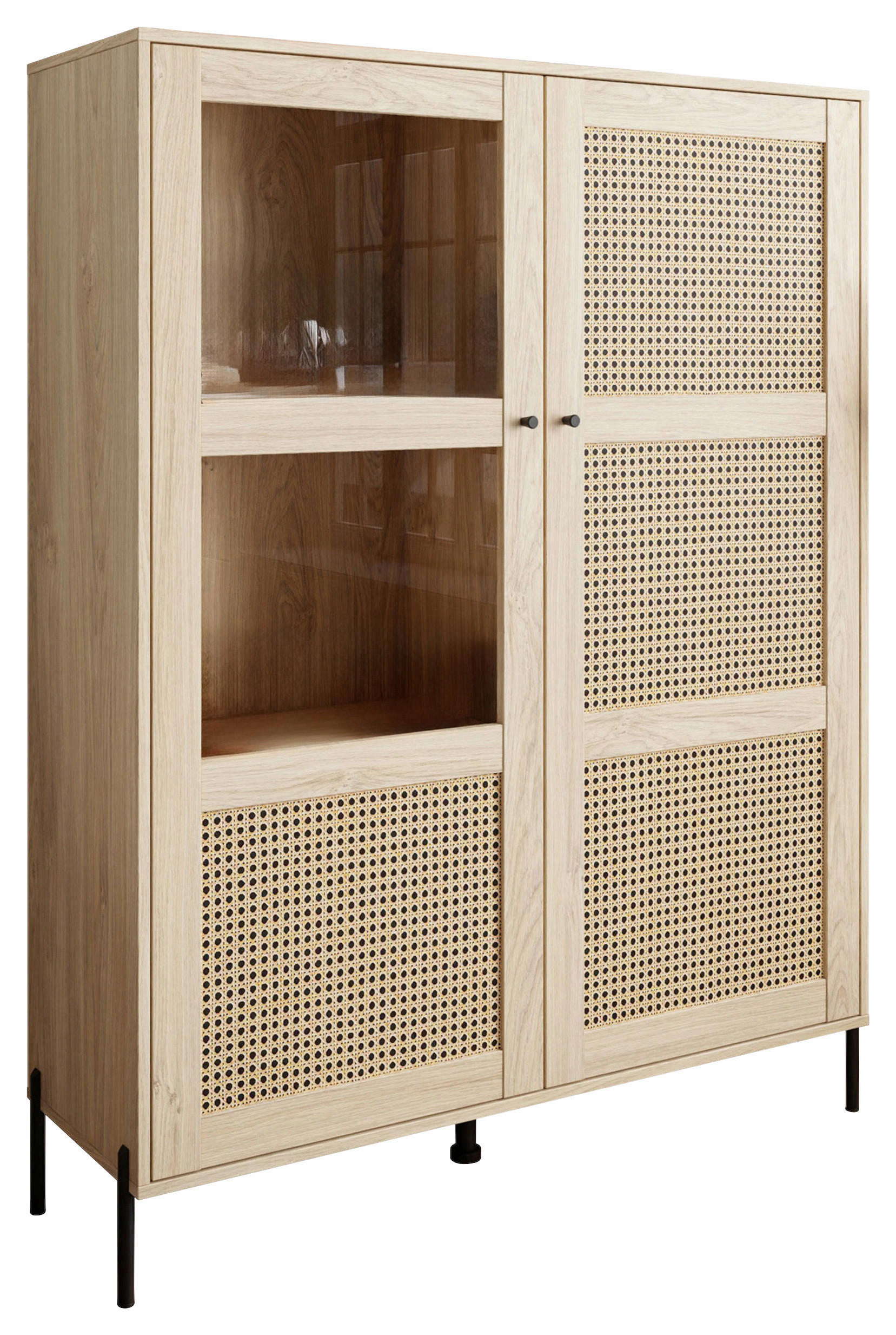 HIGHBOARD  in 120/162/40 cm  - Eichefarben/Schwarz, Design, Glas/Holzwerkstoff (120/162/40cm) - MID.YOU
