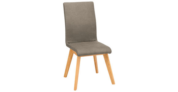 STUHL  in Mikrofaser Holz, Textil  - Beige/Grau, Design, Holz/Textil (45/102/56cm) - Novel
