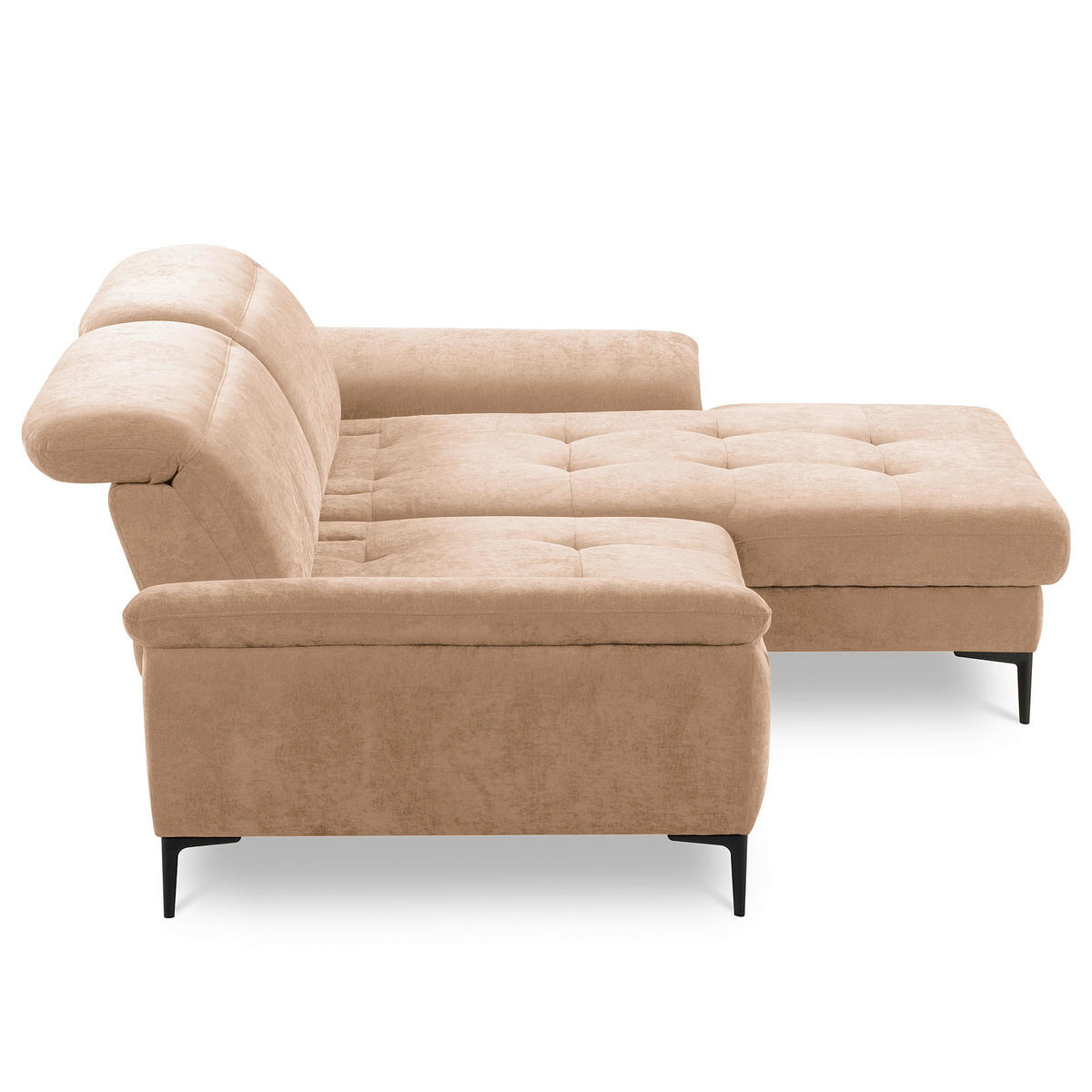 ECKSOFA  Webstoff Rotbraun  - Rotbraun/Schwarz, Design, Textil/Metall (268/195cm) - Livetastic