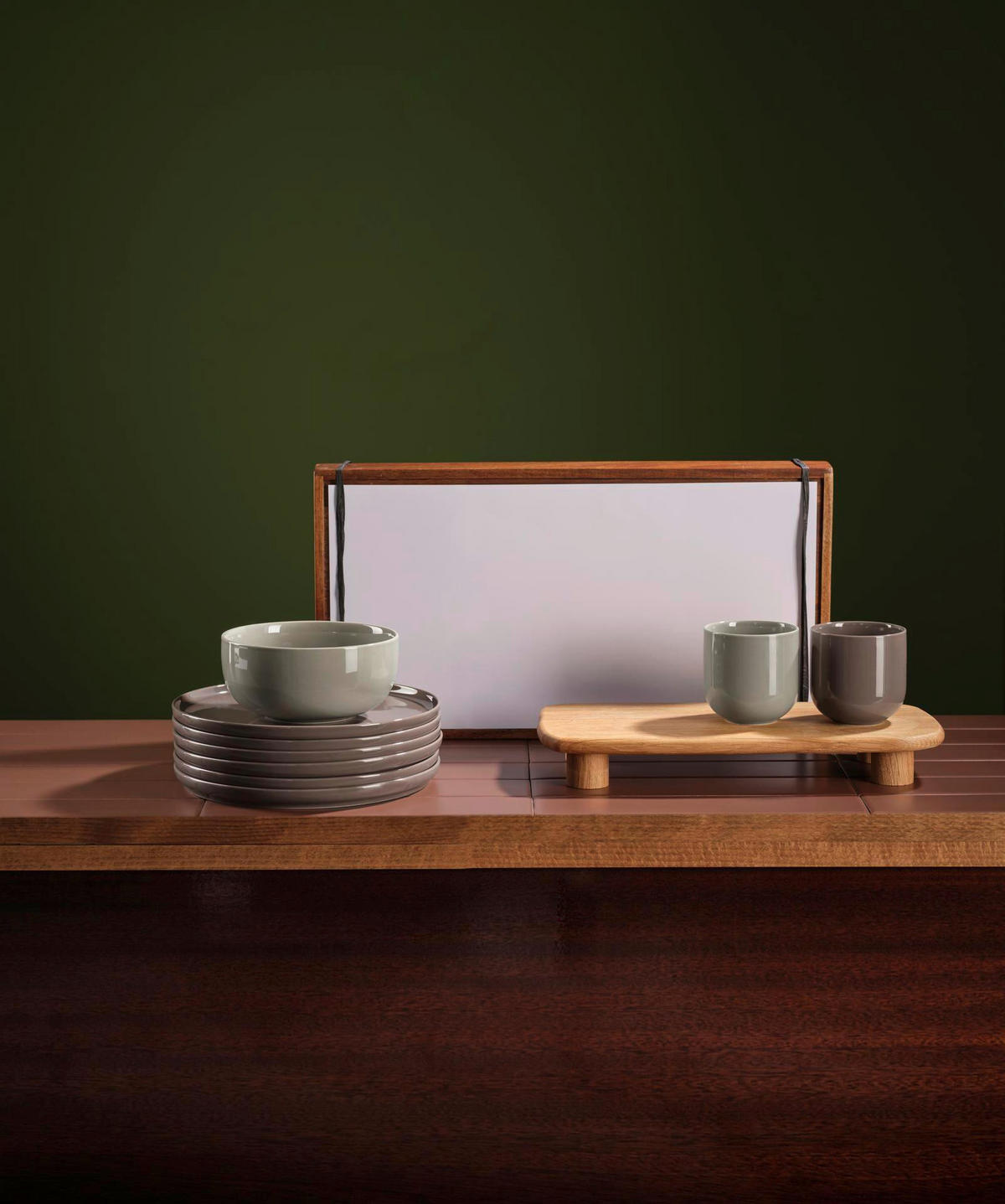 DESSERTTELLER Olivgrün coppa shiso  - Olivgrün, KONVENTIONELL, Keramik (21/1,5cm) - ASA