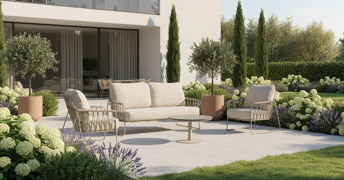 LOUNGESOFA 182/85/94 cm Edelstahl  - Champagner/Weiß, Basics, Textil/Metall (182/85/94cm) - Tierra Outdoor