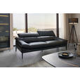 3-SITZER-SOFA Echtleder Schwarz  - Schwarz, Design, Leder/Metall (222/78/108cm) - Belluti