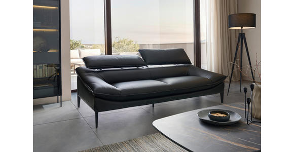 3-SITZER-SOFA Echtleder Schwarz  - Schwarz, Design, Leder/Metall (222/78/108cm) - Belluti
