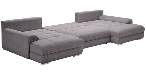 WOHNLANDSCHAFT  in Cord Graphitfarben  - Chromfarben/Graphitfarben, KONVENTIONELL, Kunststoff/Textil (180/376/180cm) - Carryhome