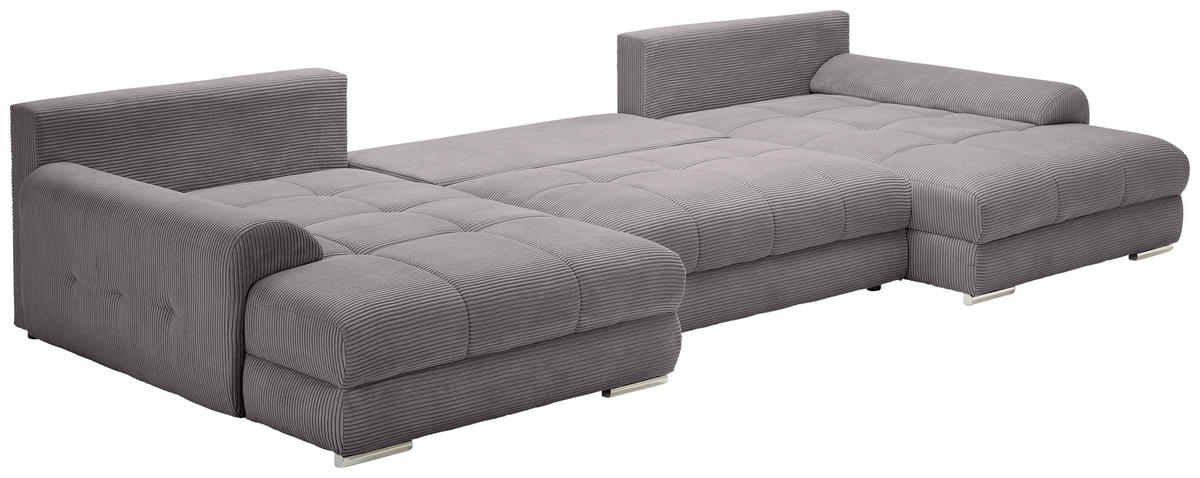 WOHNLANDSCHAFT in Cord Graphitfarben  - Chromfarben/Graphitfarben, KONVENTIONELL, Kunststoff/Textil (180/376/180cm) - Carryhome