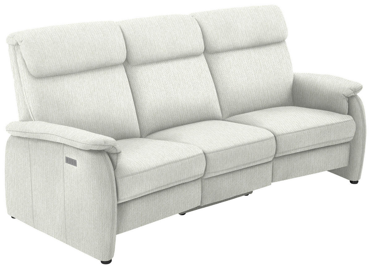 TRAPEZSOFA in Flachgewebe Weiss  - Weiss/Schwarz, Konventionell, Textil/Metall (219/107/97cm) - Pure Home Comfort