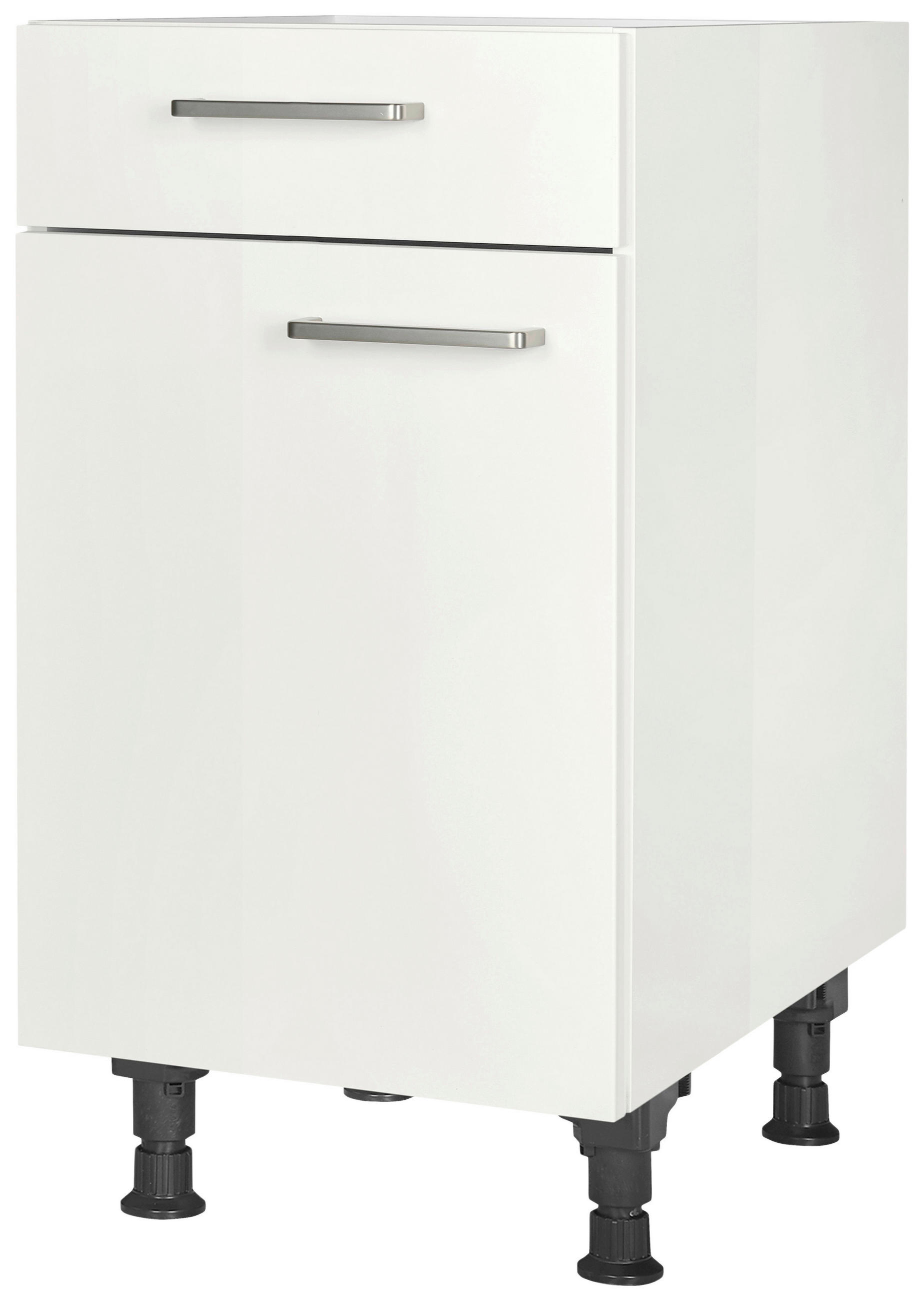 SCHUBKASTENUNTERSCHRANK 45/87/56 cm  in Weiß Hochglanz  - Edelstahlfarben/Weiß Hochglanz, MODERN, Holzwerkstoff/Metall (45/87/56cm) - Nobilia