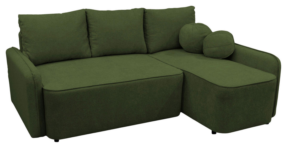 ECKSOFA Grün Struktur, Bouclé  - Schwarz/Grün, Design, Kunststoff/Textil (209/143cm) - MID.YOU