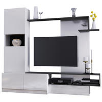 REGAL ZA DNEVNI BORAVAK boje grafita, bijela visoki sjaj   - boje grafita/bijela visoki sjaj, Moderno, drvni materijal (200/180/40cm) - Hom`in