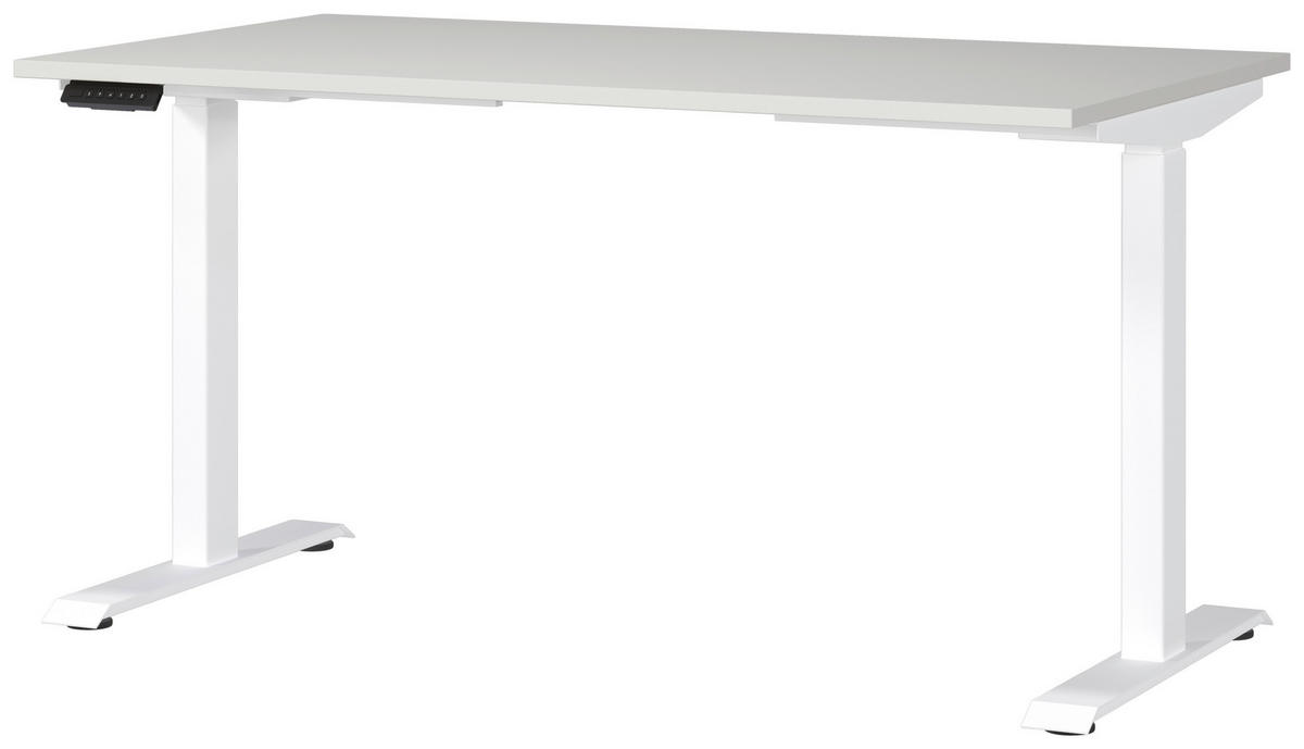 SCHREIBTISCH höhenverstellbar  - Hellgrau/Weiß, MODERN, Holzwerkstoff/Metall (140/80/72-118cm) - Novel