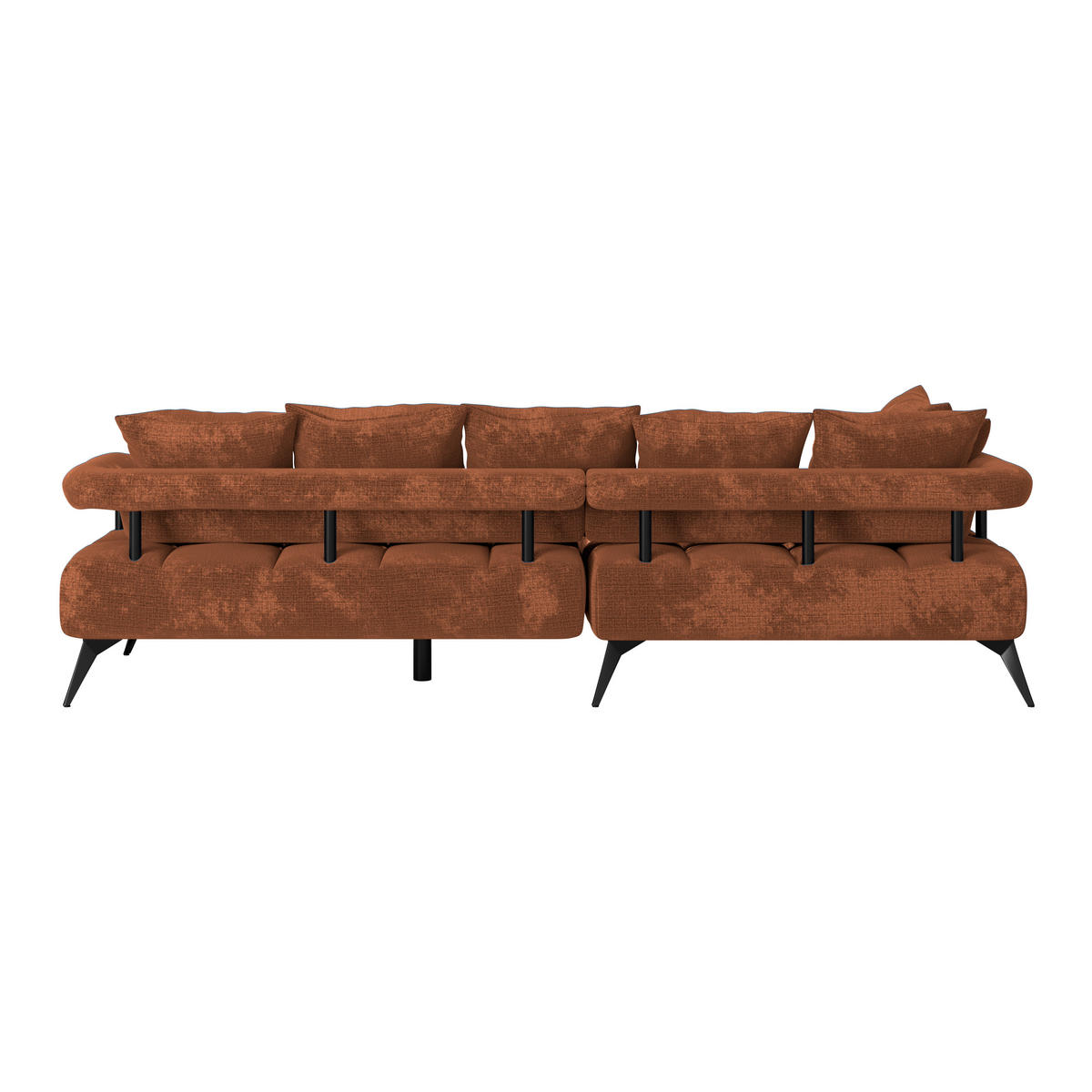 ECKSOFA in Flachgewebe Rostfarben  - Rostfarben/Schwarz, Modern, Kunststoff/Textil (200/297cm) - Livetastic