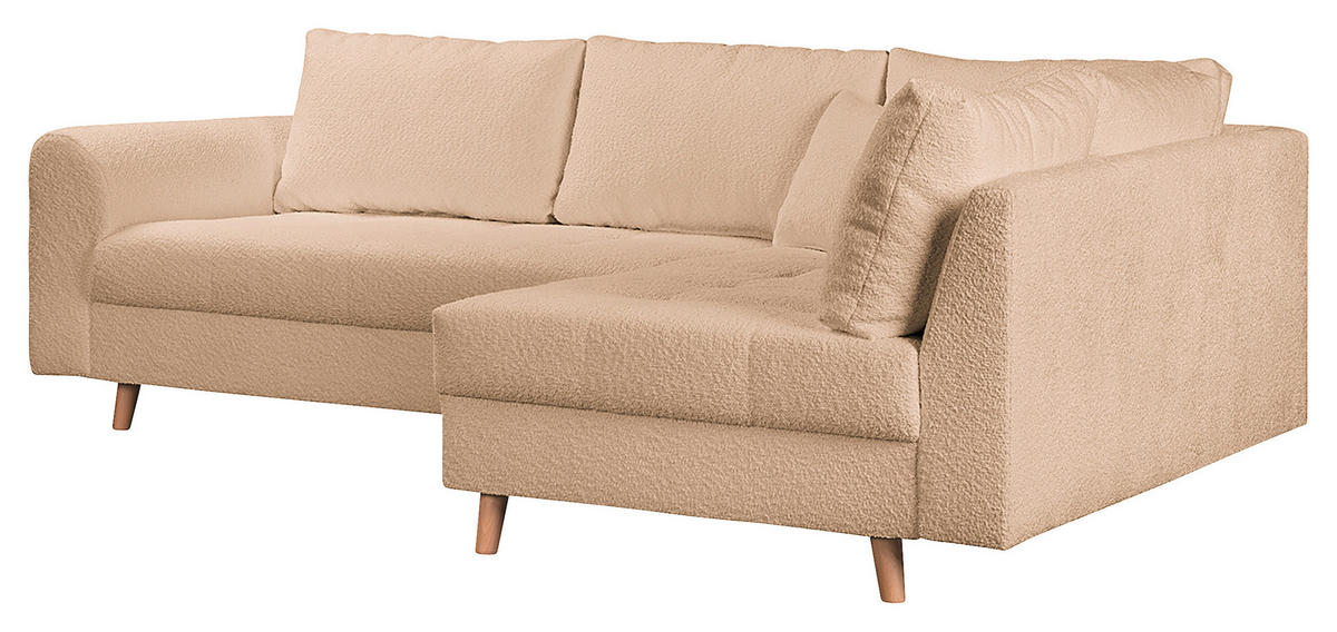 ECKSOFA Ariella Beige Bouclé  - Beige/Naturfarben, Design, Holz/Textil (231/161cm) - Livetastic