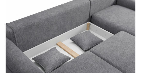 ECKSOFA Grau Chenille  inkl. Zierkissen, Rückenkissen, Nierenkissen, Bettkasten, Schlaffunktion, Rücken echt, Liegefläche im Originalstoff  - Grau, KONVENTIONELL, Kunststoff/Textil (293/205cm) - Carryhome