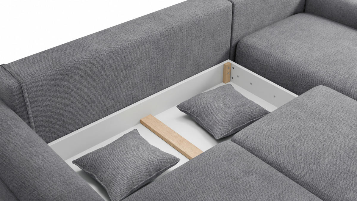 ECKSOFA Grau Chenille  - Grau, KONVENTIONELL, Kunststoff/Textil (293/205cm) - Carryhome