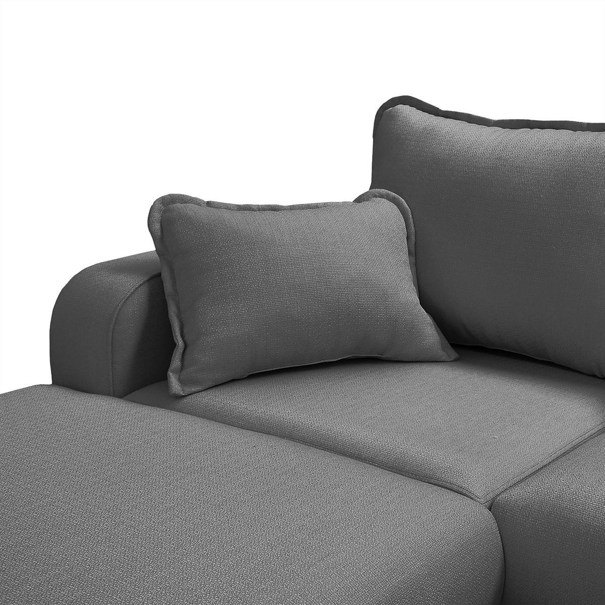 WOHNLANDSCHAFT Grau Textilgeflecht  - Wengefarben/Grau, Design, Holz/Textil (170/296/167cm) - Livetastic