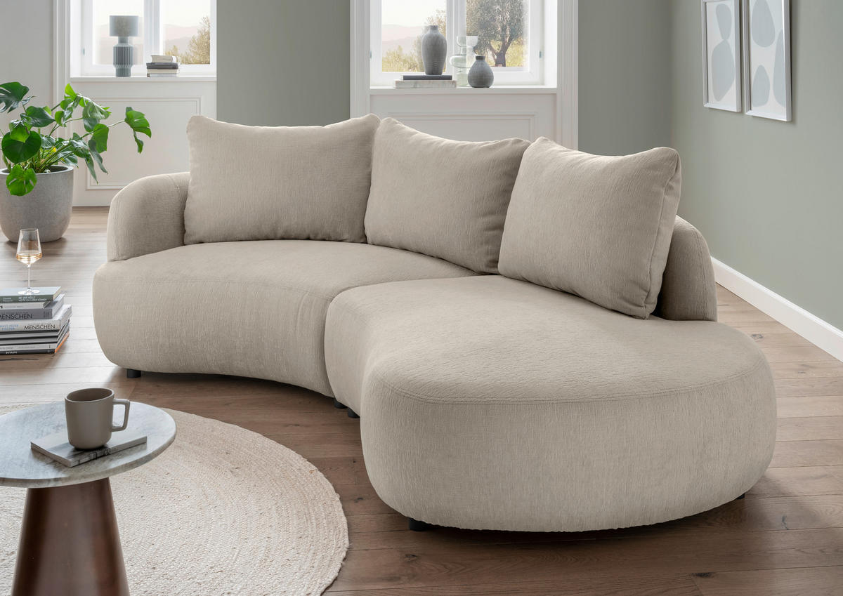 ECKSOFA in Mikrofaser Taupe  - Taupe/Schwarz, Modern, Kunststoff/Textil (139/250cm) - Livetastic