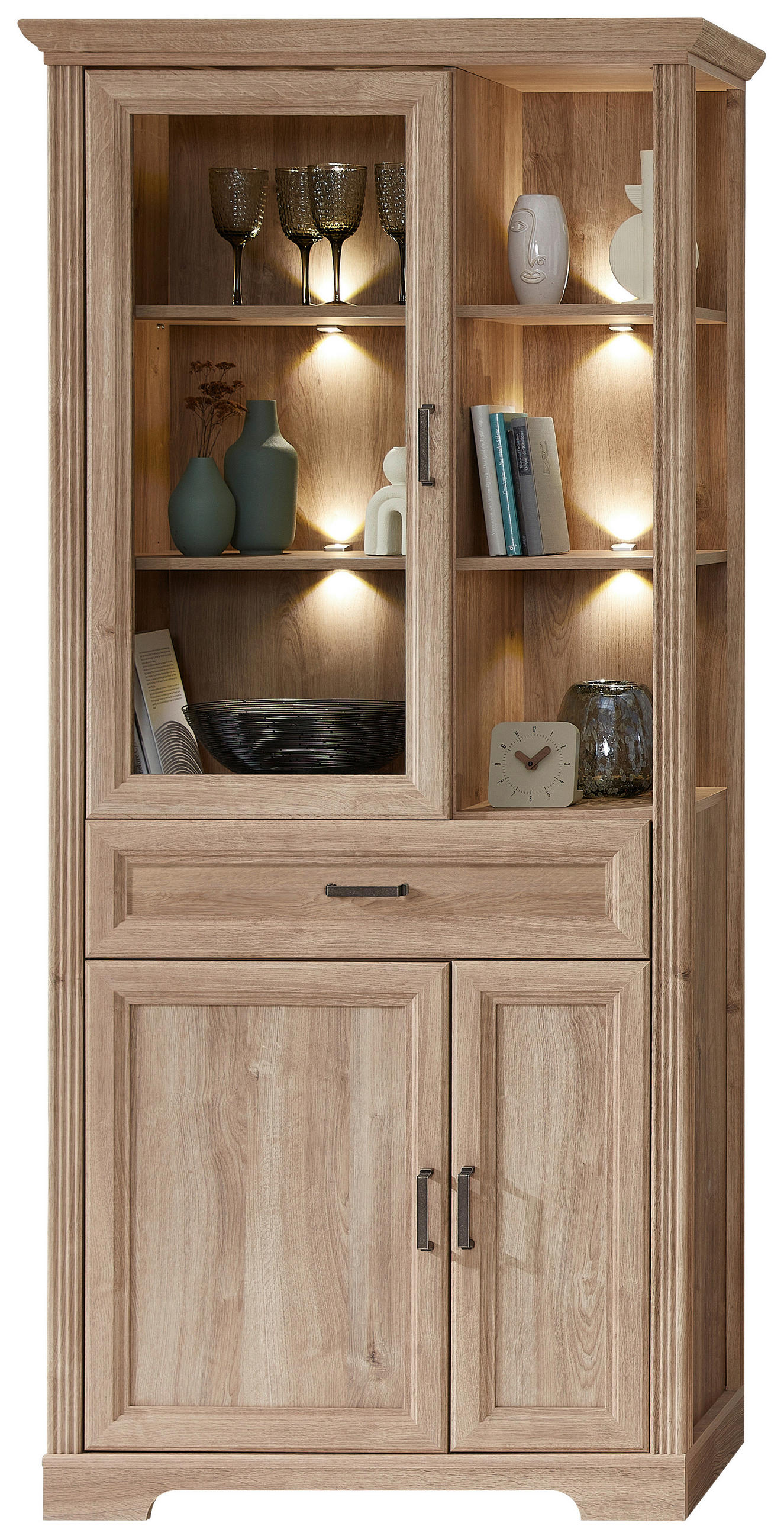VITRINE in Eichefarben  - Eichefarben, Design, Holzwerkstoff/Metall (93/204/42cm) - MID.YOU