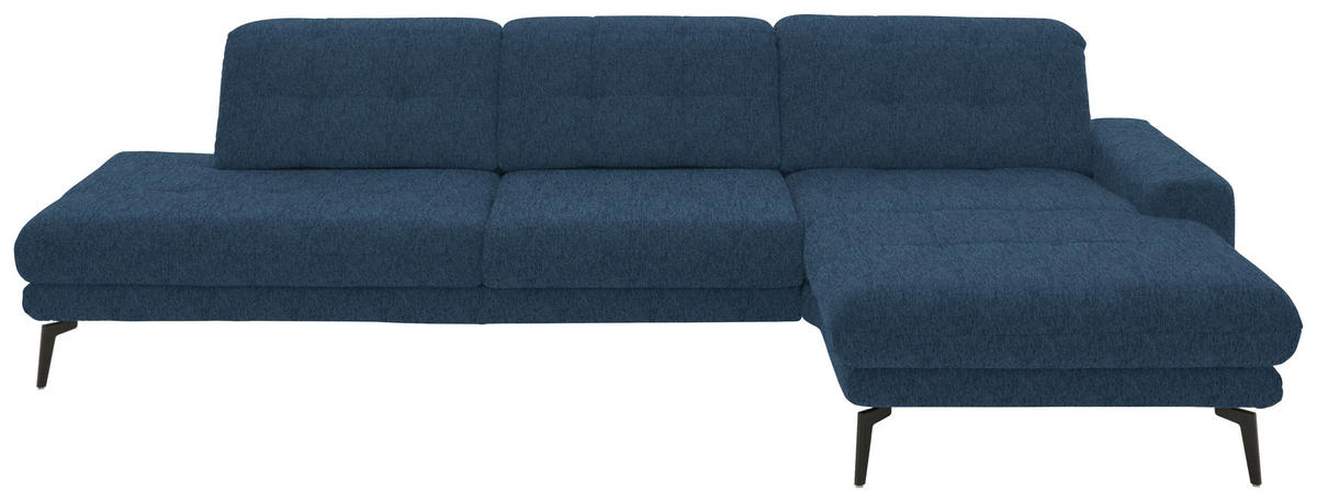 ECKSOFA  in Flachgewebe Blau  309/190 cm  - Blau/Schwarz, Design, Textil/Metall (309/190cm) - Beldomo Style