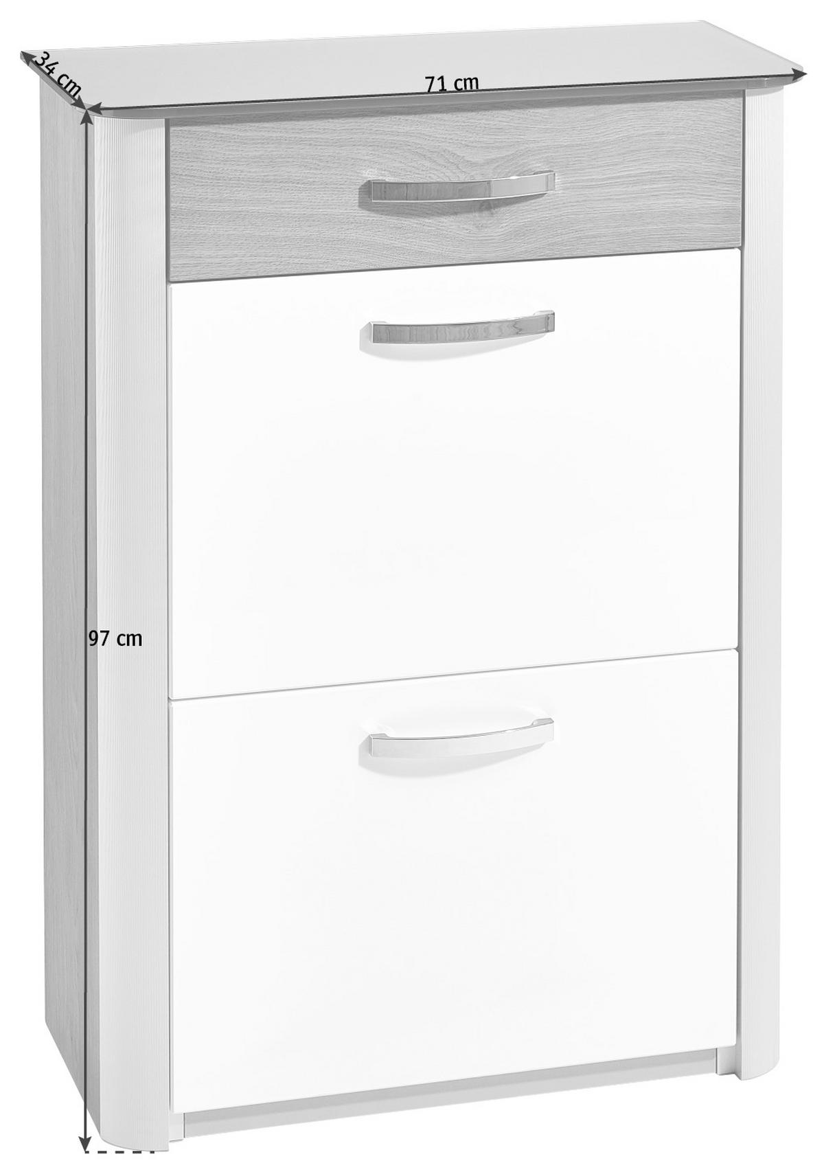 SCHUHKIPPER  in 71/97/34 cm  - Chromfarben/Eichefarben, Design, Glas/Holzwerkstoff (71/97/34cm) - Moderano