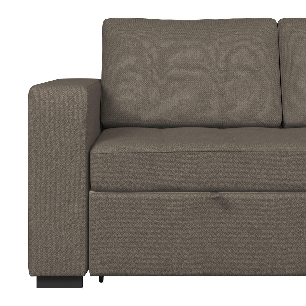 ECKSOFA TURIN Graubraun Mikrofaser, Struktur Rückenkissen, Bettkasten  - Graubraun/Schwarz, Trend, Textil/Metall (239/160cm) - MID.YOU