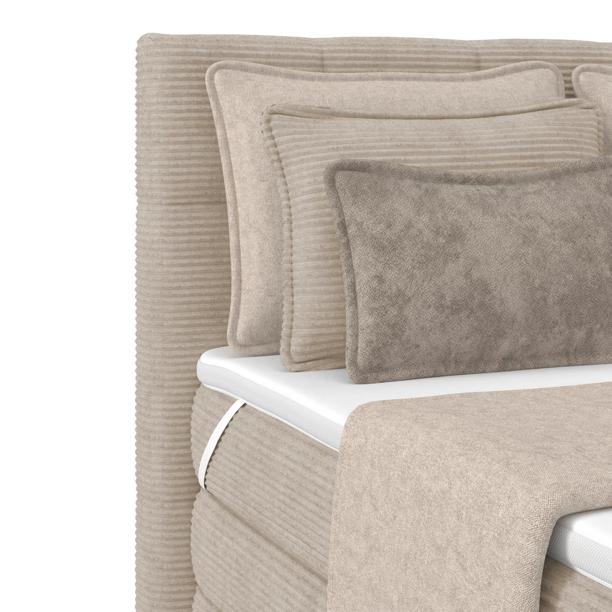 BOXSPRINGBETT 140/200 cm,  in Beige, gepolstertes Kopfteil, Bettkasten, Topper, Matratzen, H4 + H4 = sehr fest  - Beige, KONVENTIONELL, Holz/Holzwerkstoff (140/200cm) - Luca Bessoni