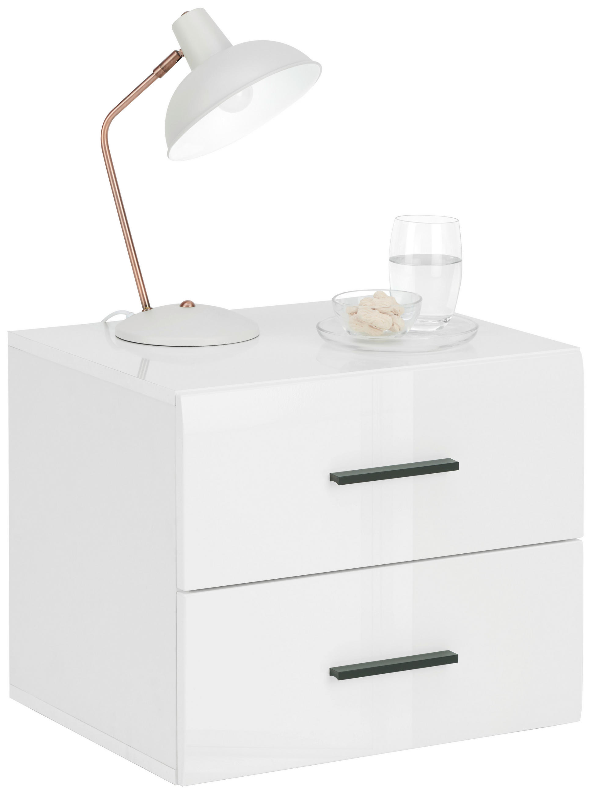 NOČNÝ STOLÍK, biela, 50/42,8/41,6 cm - biela, Basics, kompozitné drevo/plast (50/42,8/41,6cm) - Hom`in