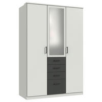 KLEIDERSCHRANK in Graphitfarben, Weiss  - Weiss/Schwarz, Konventionell, Glas/Holzwerkstoff (135/199/58cm) - Boxxx