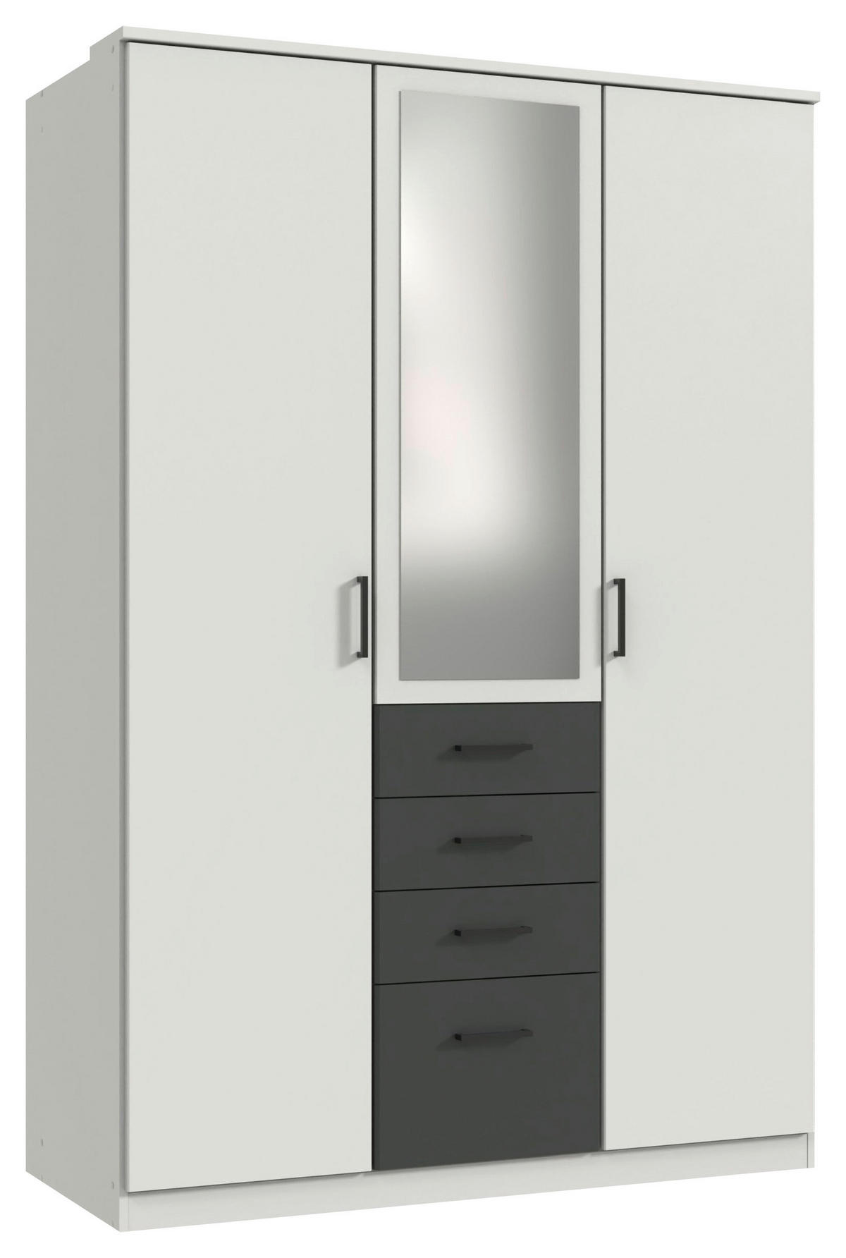 KLEIDERSCHRANK in Graphitfarben, Weiss  - Weiss/Schwarz, Konventionell, Glas/Holzwerkstoff (135/199/58cm) - Boxxx