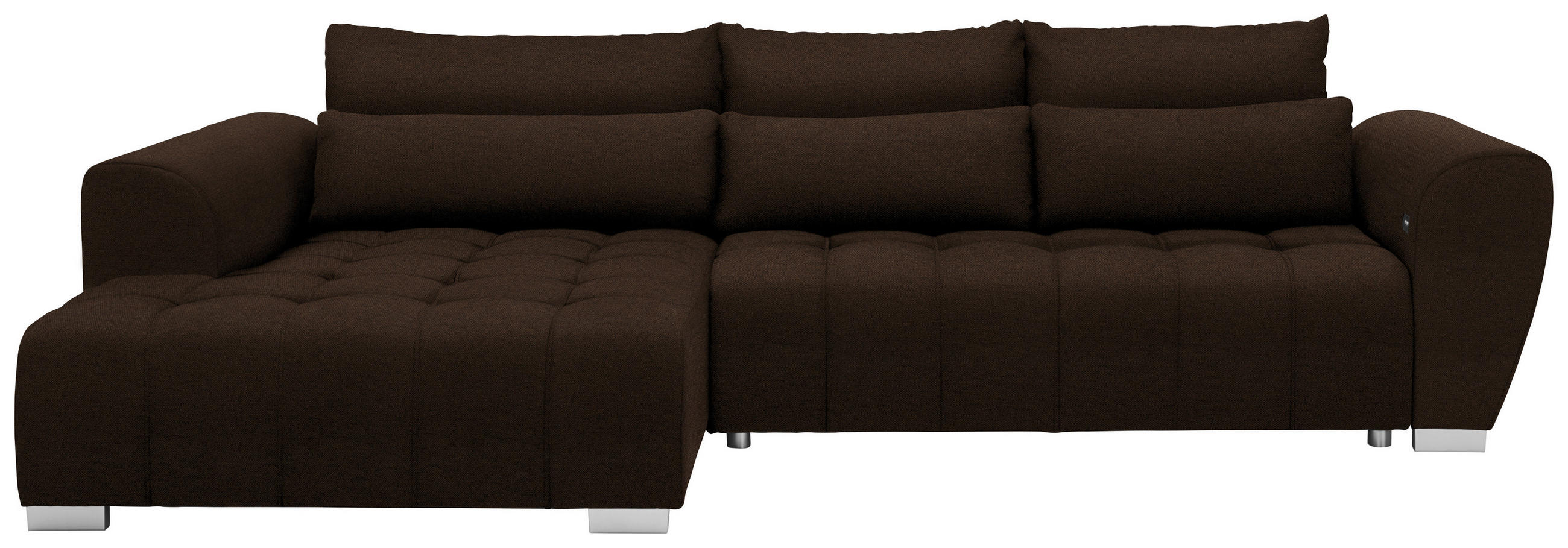ECKSOFA in Webstoff Dunkelbraun  218/304 cm  - Dunkelbraun/Silberfarben, MODERN, Kunststoff/Textil (218/304cm) - Carryhome