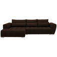 ECKSOFA in Webstoff Dunkelbraun  - Dunkelbraun/Silberfarben, MODERN, Kunststoff/Textil (218/304cm) - Carryhome