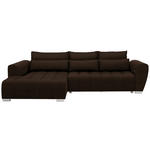 ECKSOFA in Webstoff Dunkelbraun  - Dunkelbraun/Silberfarben, MODERN, Kunststoff/Textil (218/304cm) - Carryhome