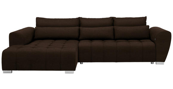 ECKSOFA in Webstoff Dunkelbraun  - Dunkelbraun/Silberfarben, MODERN, Kunststoff/Textil (218/304cm) - Carryhome