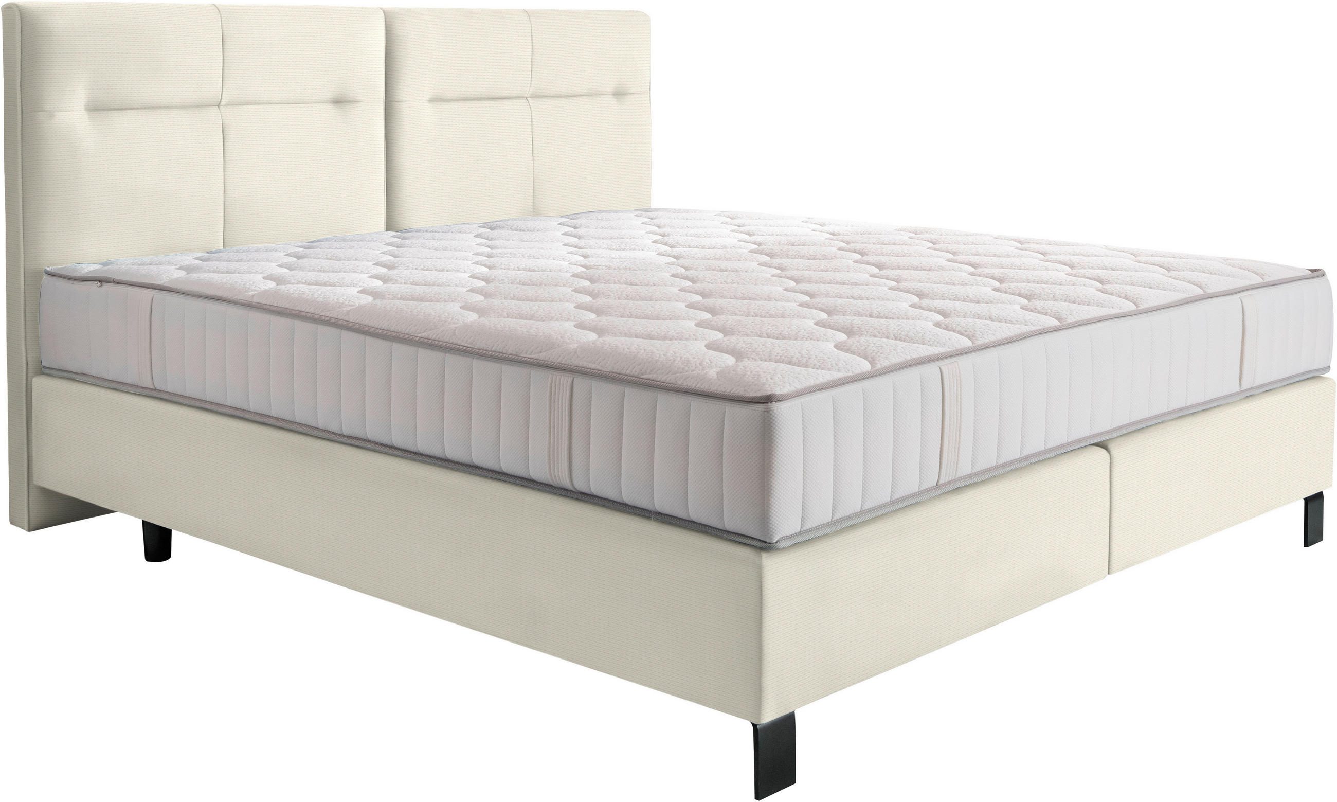 BOXSPRINGBETT 180/220 cm  in Creme  - Creme/Schwarz, KONVENTIONELL, Textil/Metall (180/220cm) - Esposa