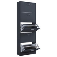 SCHUHSCHRANK Anthrazit  - Anthrazit/Silberfarben, Design, Holzwerkstoff/Kunststoff (59/170/22cm) - MID.YOU