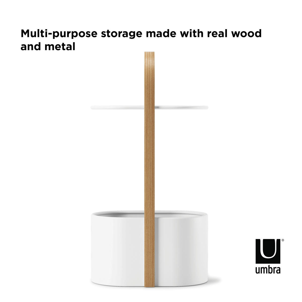 BEISTELLTISCH in Holz, Metall  - Buchefarben/Weiß, Basics, Holz/Metall (24/69/35cm) - Umbra