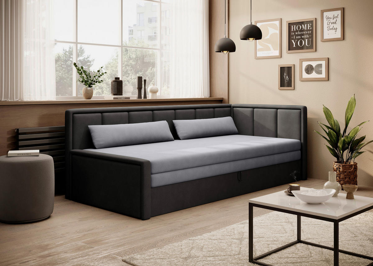 RÉCAMIERE Chenille Anthrazit, Schwarz  - Anthrazit/Schwarz, Design, Kunststoff/Textil (214/77/82cm) - MID.YOU