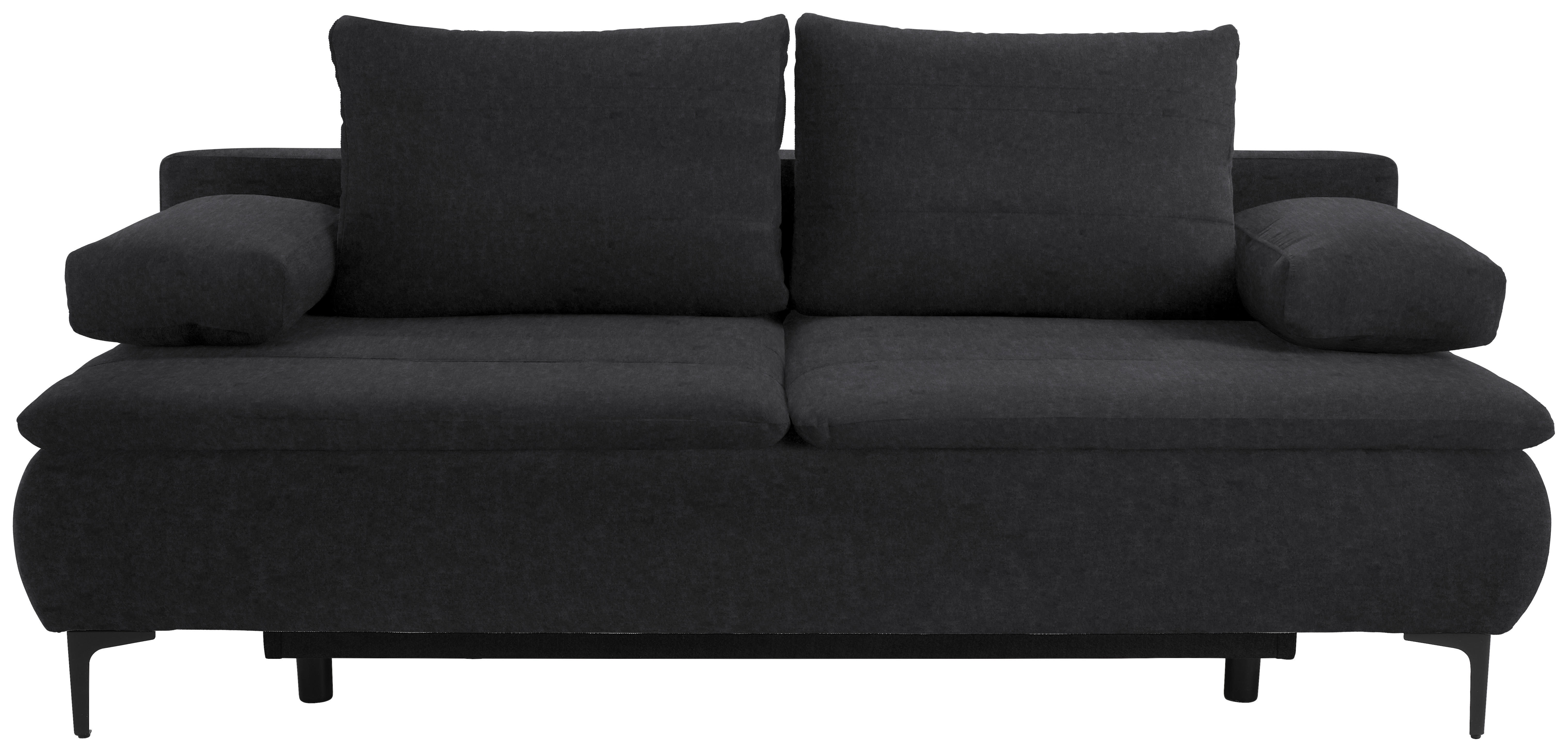 BOXSPRINGSOFA in Flachgewebe Anthrazit  - Anthrazit, KONVENTIONELL, Textil/Metall (204/93/100cm) - Novel